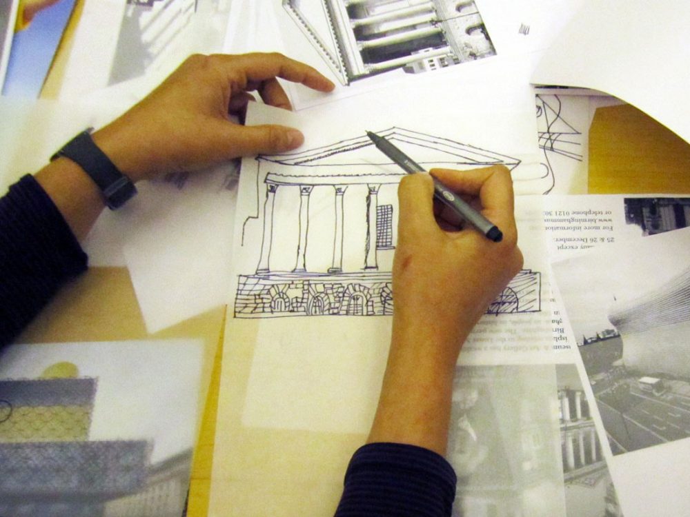 hands designing and drawing Birmingham architecture