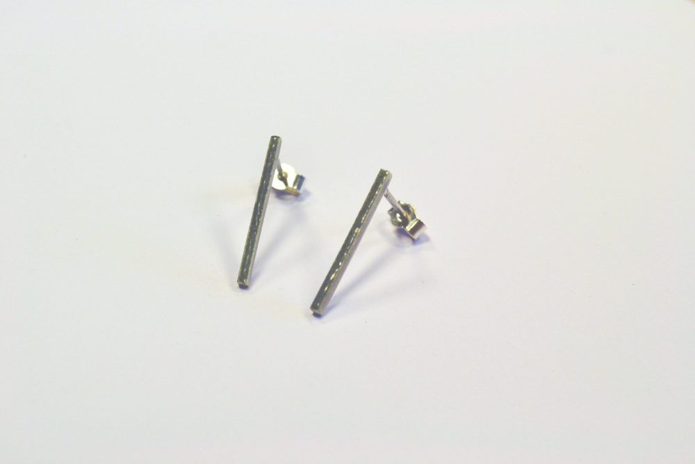 grey enamel silver thin line stud earrings