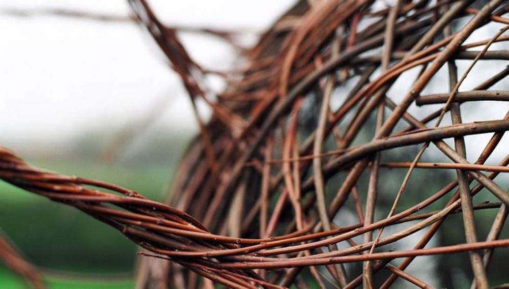 Close up detail of a willow sculpture.