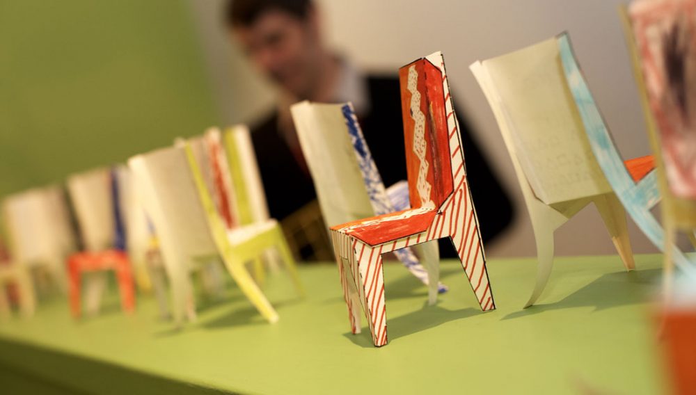Small chairs made from paper.