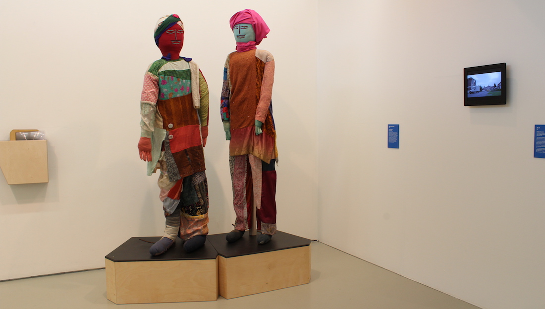 Nek Chand Saini cloth figures on plinth in gallery space