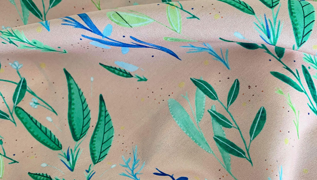Fabric with a pretty leaf design.