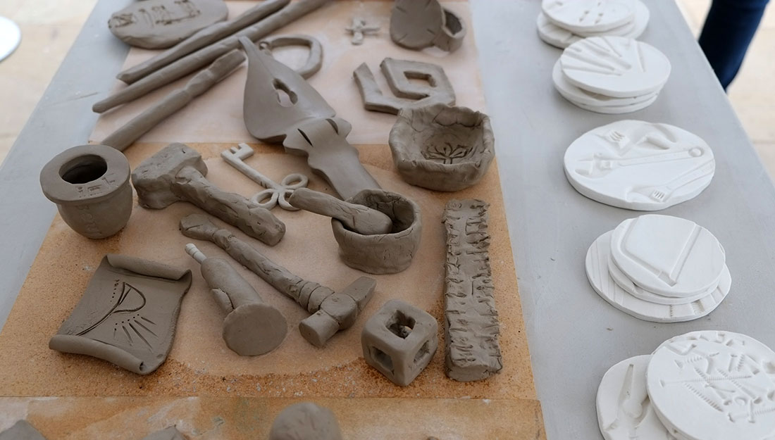 small clay models of tools.